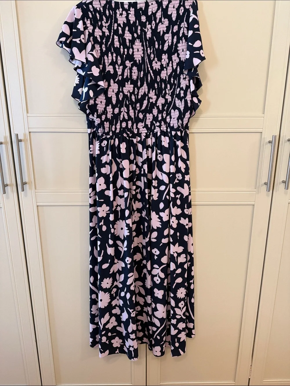 kate spade Navy and Light Pink Floral Midi Dress
